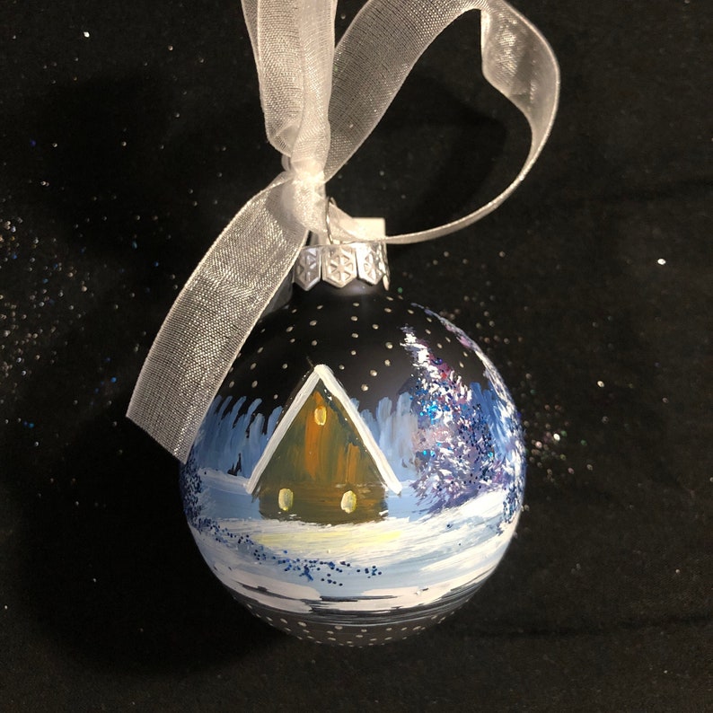 Hand-painted glass Xmas bauble 6 cm / 2.36 image 1