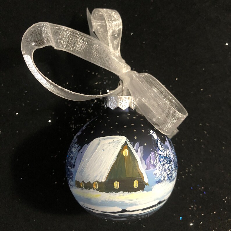 Hand-painted glass Xmas bauble 6 cm / 2.36 image 2