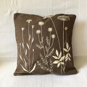 Hand embroidered 100% cotton pillowcase 35 x 35 cm pillow image 2