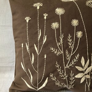 Hand embroidered 100% cotton pillowcase 35 x 35 cm pillow image 6