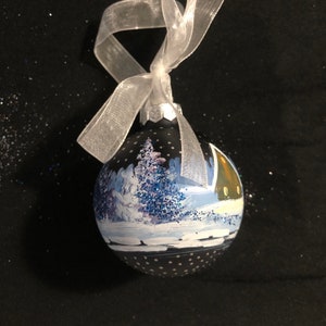 Hand-painted glass Xmas bauble 6 cm / 2.36 image 4