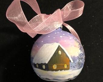Hand-painted glass Xmas bauble 6 cm / 2.36 "