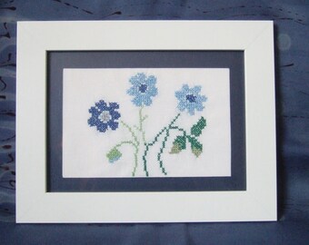 Hand embroidered picture - forget me nots