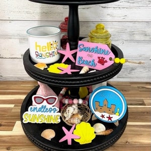 Summer Beach tier tray minis- Summer Decor- Beach Decor- Sand Castles - Sunshine & Beach - Tier Tray decor