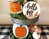 Hello Fall, Pumpkin 3D mini round, Fall Decor, Home Decor, Tier Tray Decor