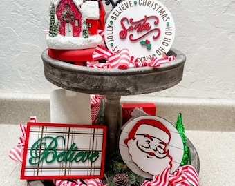 Santa tier tray -Christmas 3D mini signs - Believe -Santa Face -HOHOHO -Santa decor -Christmas Decor -Tier tray decor