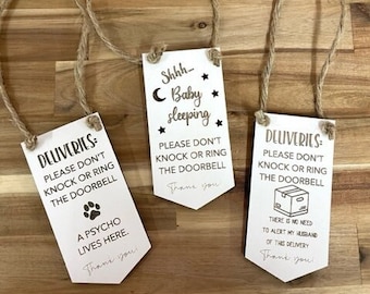 Delivery Driver Door Bell Cover - Don't Knock Ring Bell Door Decor -Cover Doorbell Sign - Dog Husband Deliveries -Stocking Stuffer -Gift Tag