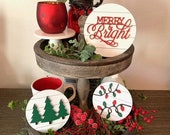 Merry Bright, Christmas Lights, Christmas Tree 3D mini signs, Christmas Decor, Tier tray, farmhouse, Christmas tiered tray, home decor