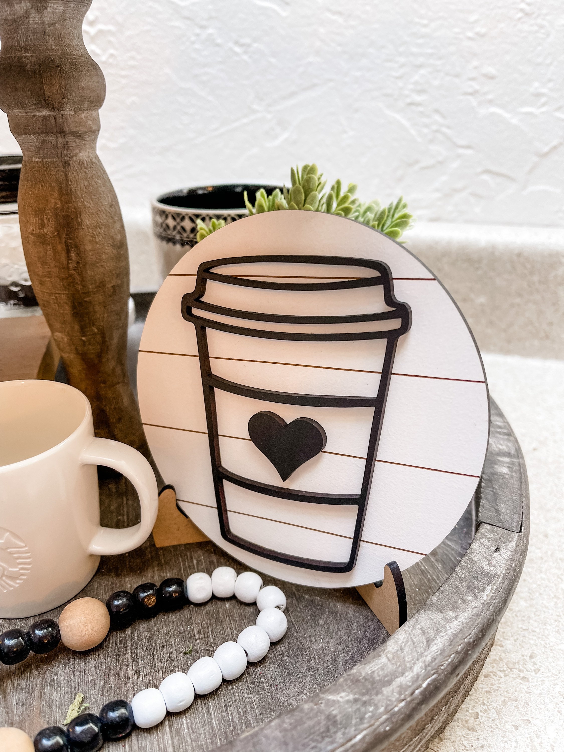 Coffee Bar Coffee Cup Latte Cup Mini 3D Round Tier Tray - Etsy