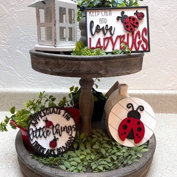 Ladybug Tier Tray-Ladybugs 3D Mini Signs-Ladybug-Love Ladybugs-Little Things-Home Decor-Tier Tray Decor-Summer decor