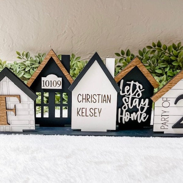 Personalized custom black houses -Standing House - home Decor - Farmhouse decor -shelf sitter