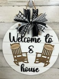 Personalized Grandparents door hanger - Grandma and Grandpa - Rocking chairs - Grandkids - Welcome door hanger- Porch swing