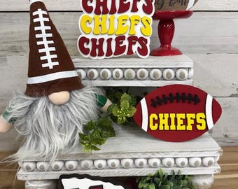 Kansas City Cheifs football decor- Chiefs - Football decor - party decor- tier tray decor