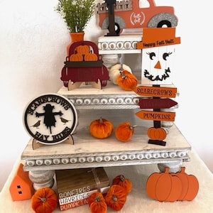 Scarecrow mini signs -Fall decor -Pumpkin Truck - Scarecrow Face -Fall Arrows - Mini Pumpkins -Pumpkin Decor - Tier Tray Decor