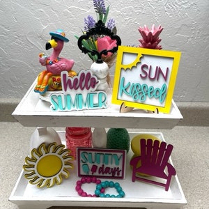 Hello Summer tier tray - Sun Kissed mini signs - Summer Days - Beach chair - Sun - Sunny Days Summer Decor - Tier tray decor