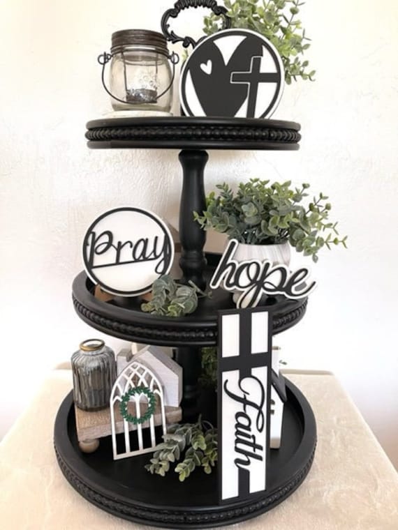 Religious mini signs - Faith decor - Hope -Pray - Tier tray decor - Home decor - Farmhouse decor