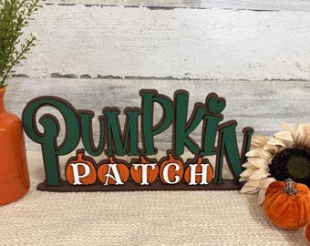 Pumpkin Patch standing words - Fall decorr - Fall signs - Seasonal decor - Fall Shelf sitter Pumpkin decor - Home decor