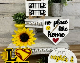 Softball mini signs - Sports decor - Tier tray decor - Hey Batter Batter - Softball signs - Home decor