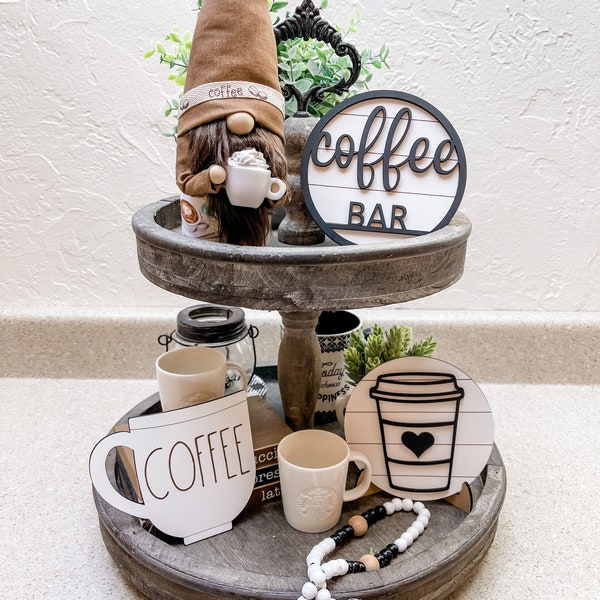 Coffee Bar Tier Tray-Coffee mini 3D round-Coffee Cup-Coffee Bar-Tier Tray Decor-Farmhouse Mini Signs