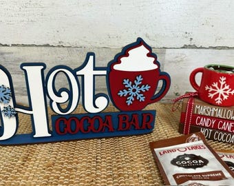 Hot cocoa shelf sitter  - Cocoa Bar - Winter signs - Christmas signs - Drink bar - Hot cocoa