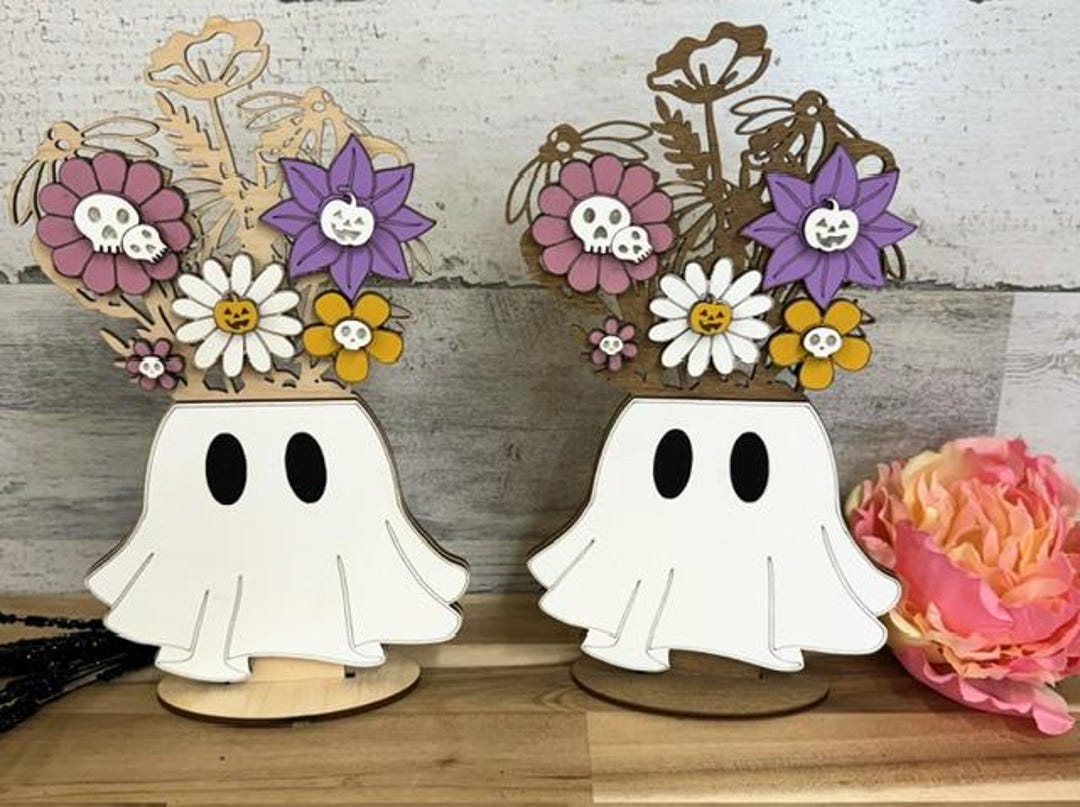 Floral Ghost - Ghost With Flowers - Halloween Decor Halloween Shelf ...