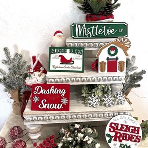 Sleigh Rides Tier Tray - Christmas 3D Mini Signs - Christmas Barn ...