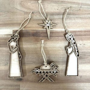 Rattan nativity ornaments -Nativity Ornaments - Seasonal decor - Christmas ornaments