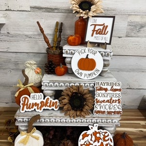 Fall tier tray minis - Hello Pumpkin - Pick your Pumpkin - Fall Decor - Fall Signs - Home Decor