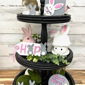 Happy Easter tier tray signs - Easter Bunny 3D mini signs - Easter Bunnies -Easter Decor -Tier tray decor