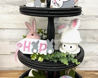 Happy Easter tier tray signs - Easter Bunny 3D mini signs - Easter Bunnies -Easter Decor -Tier tray decor