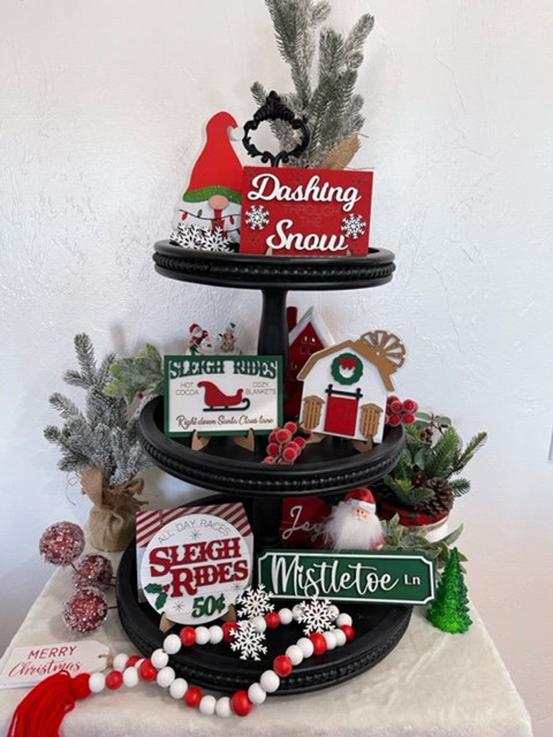 Sleigh Rides Tier Tray - Christmas 3D Mini Signs - Christmas Barn ...