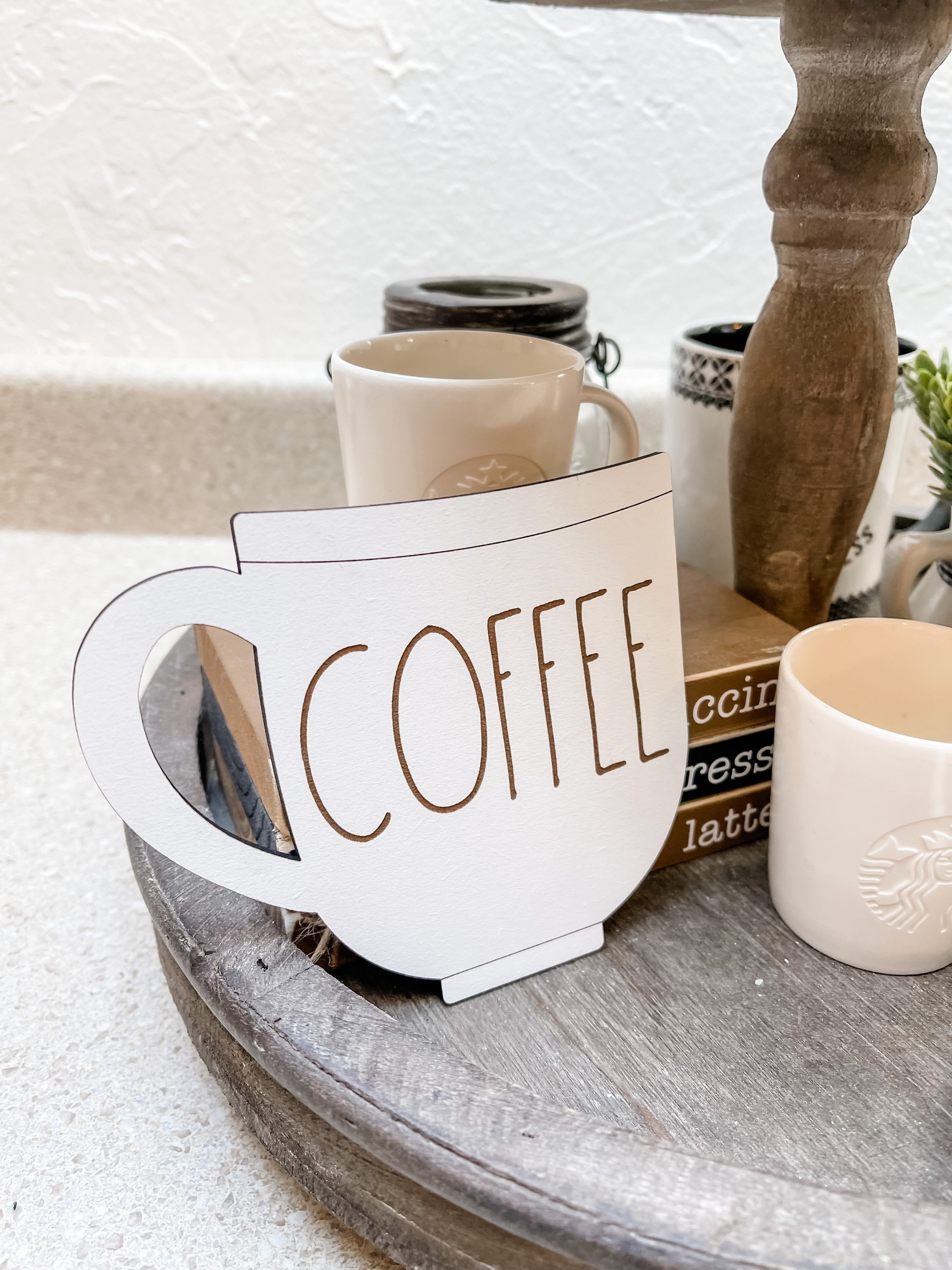 Coffee Bar Coffee Cup Latte Cup Mini 3D Round Tier Tray - Etsy