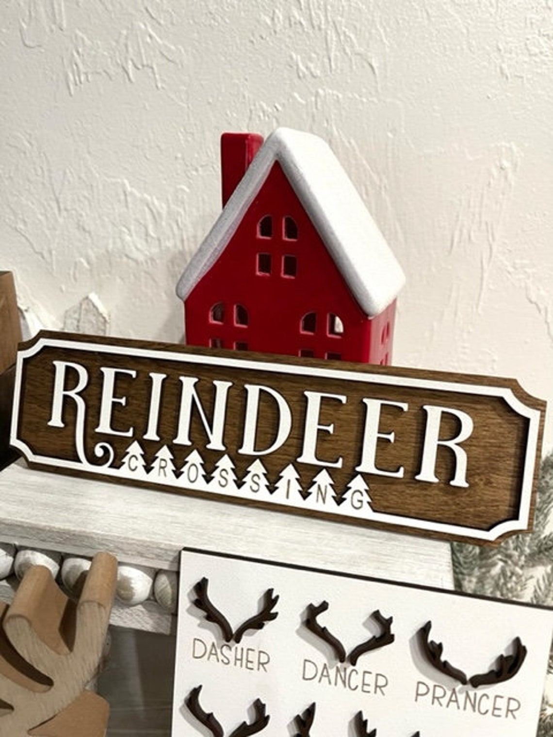 Reinder Sign Reindeer Stables Mini Signs- Christmas Decor - Reindeer Antlers - Santa ...