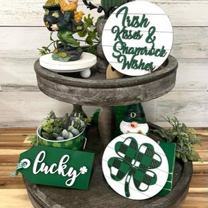St. Patrick&#39;s Day tier tray - Irish Kisses - Shamrock - Lucky - Seasonal decor - tier tray decor