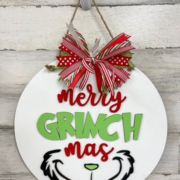 Merry Grinchmas door hanger - Christmas signs - Seasonal signs - Door hangers