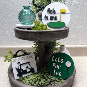 Golf Tier Tray - Golf Mini Signs - That's How We Roll - Golf Cart -Lets Par Tee - Hole In One-Home Decor - Tier Tray Decor