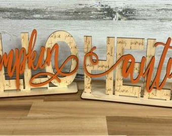 Hello Pumpkin shelf sitter - Fall Decor - Thanksgiving decor - Seasonal decor - Pumpkin
