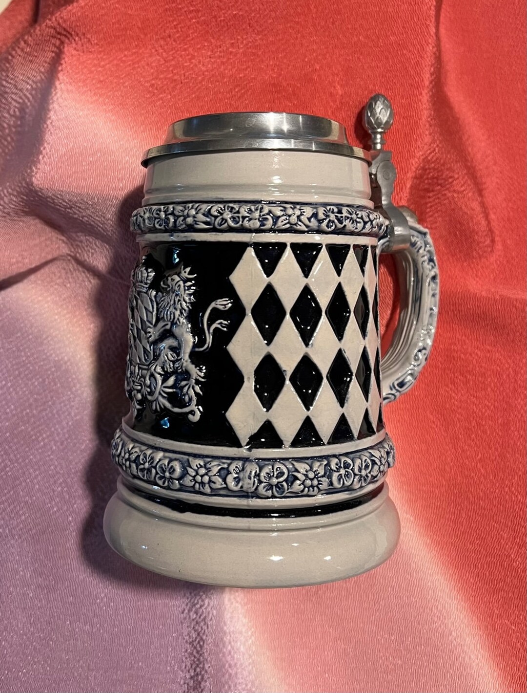 Ceramic Stoneware German Beer Stein Mug With Lid Etsy