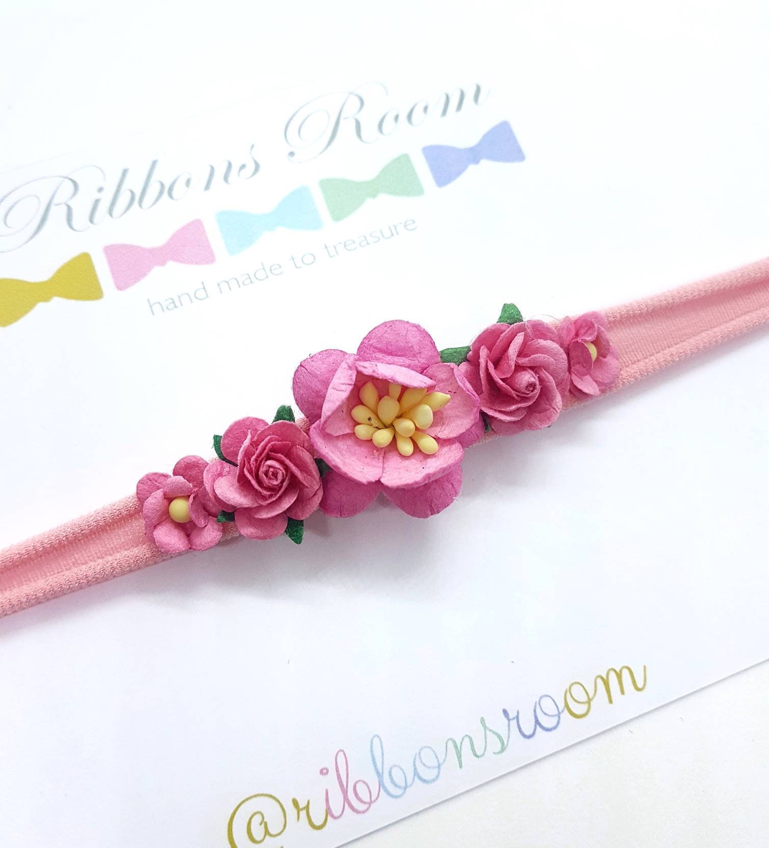 Pink Flower Headband, Baby Photo Shoot Prop, Pink Hair Bow, Girl Accessories, Newborn Headband