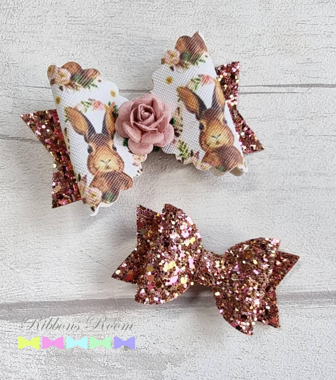 Bunny Hair Bows, Easter Gift For Girls, Baby Headbands, Bow Set, Toddler Accessories