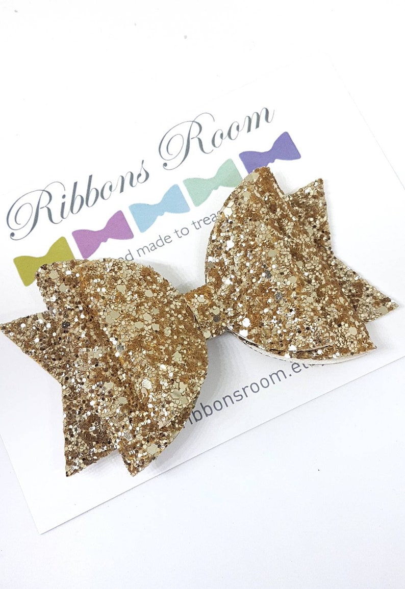 glitter hair clips Big Gold hair bow girls hair accessories bridesmaids hair bows photo prop baby headband