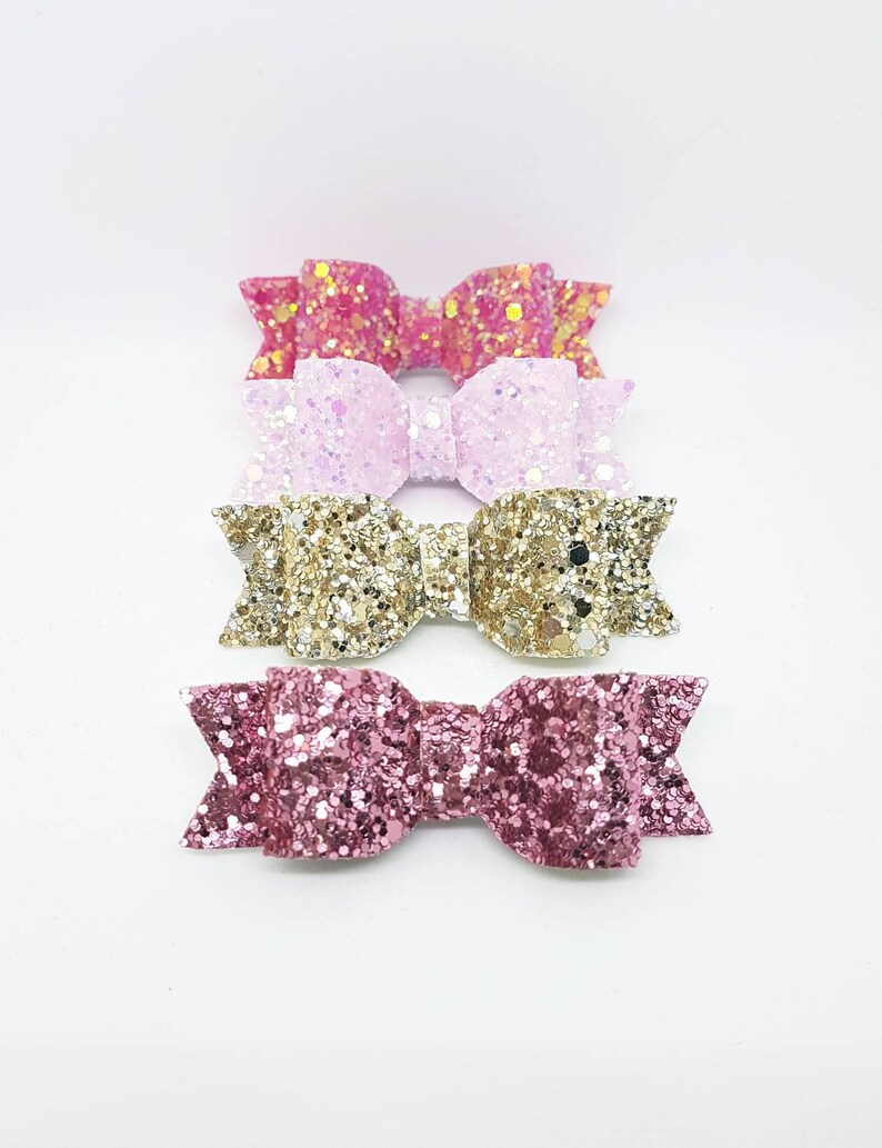 Mini glitter Hair bow Clips pink hair clip baby first hair Etsy