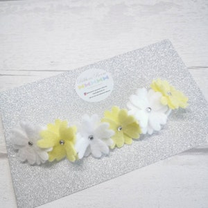 White flower headband, daisy flower crown, baby headband, wedding hair, flower girl headband, newborn photo prop