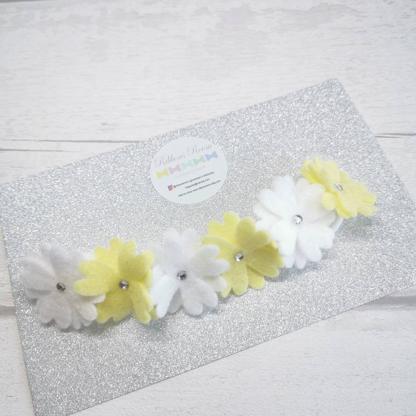 White Flower Headband, Daisy Crown, Baby Wedding Hair, Girl Newborn Photo Prop