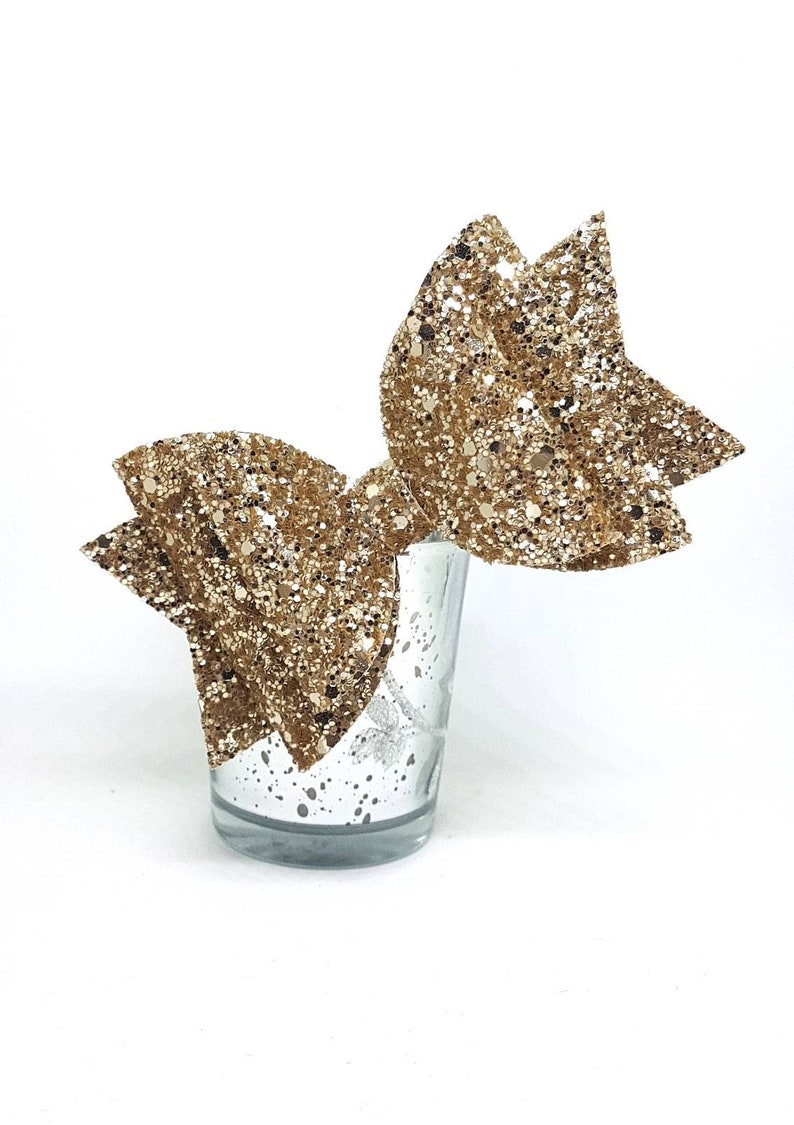 glitter hair clips Big Gold hair bow girls hair accessories bridesmaids hair bows photo prop baby headband