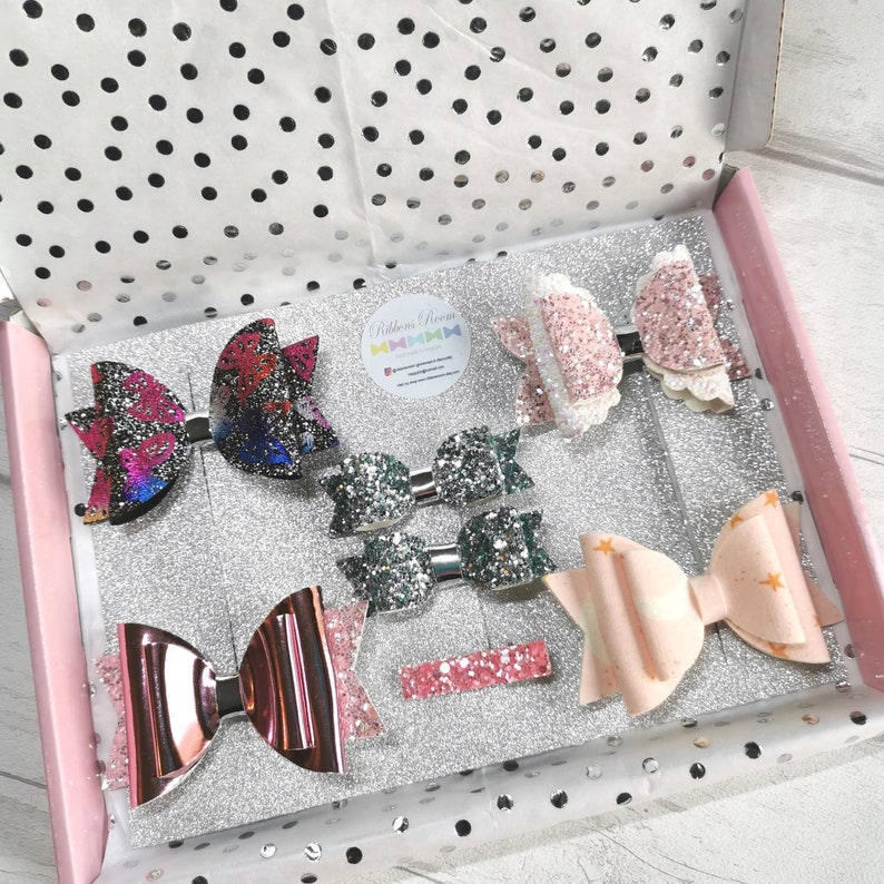 Box of Hair bows birthday gifts for girls personalised Etsy