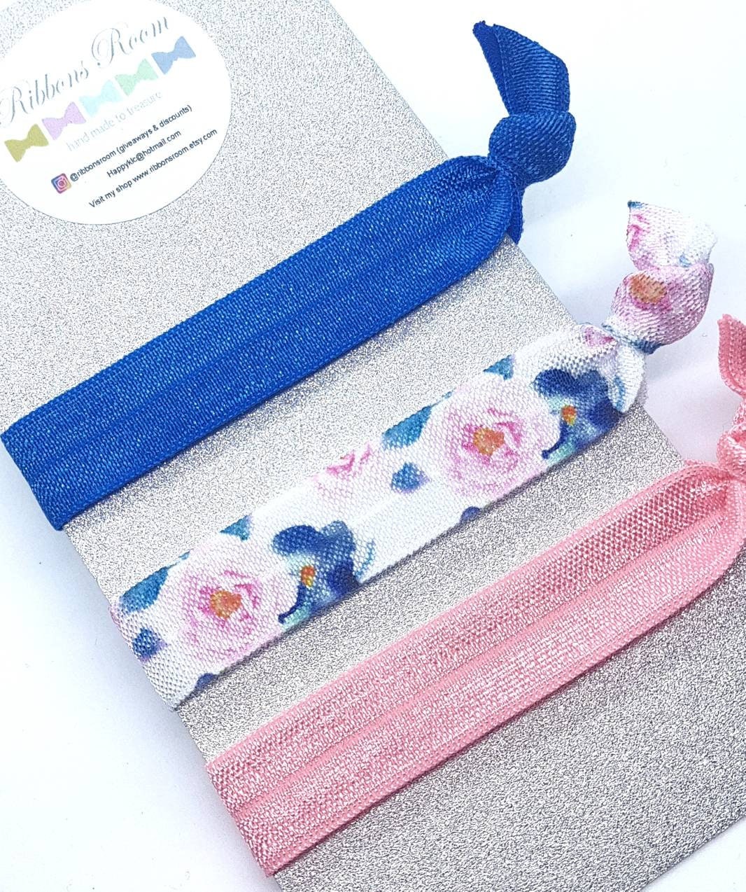 Hen Party Favour Ideas, Blue Hair Ties, Gift, Band, Yoga Wrist Bands, Bag Bracelet, Pretty Tie Set