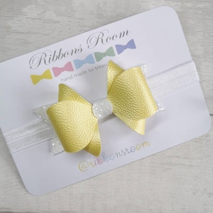 Lemon and white headband, Baby girl headband, baby hair bows, Toddler headband, baby Hair accessory, summer baby bows