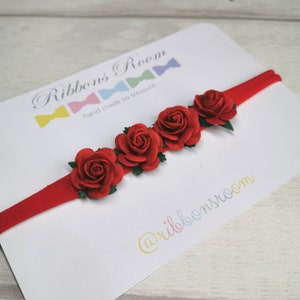 Red Flower Crown Headband: Newborn Christmas Headband