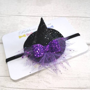 Witches hat headband, halloween hair bow, baby halloween headband, baby witches hat, Toddler halloween headband, halloween photography prop image 3